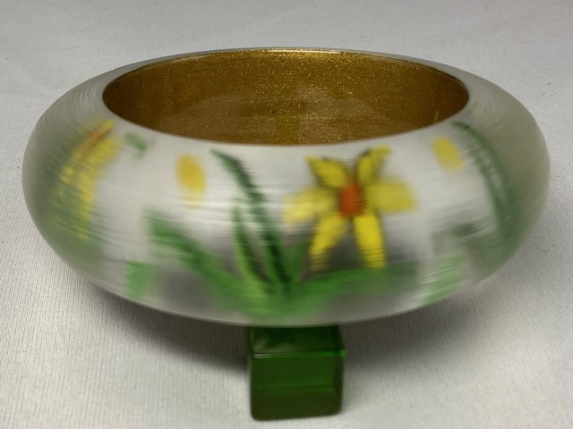 LG178 chunky hand painted yellow flowers lucite bangle